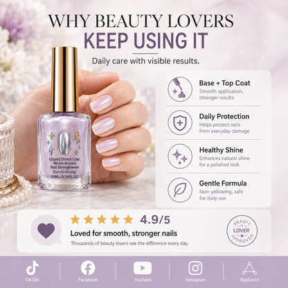 upsell💅 40% OFF !! ⏰ Lilac Glossy Nail Strengthener – Strengthen Weak Nails & Restore Natural Shine