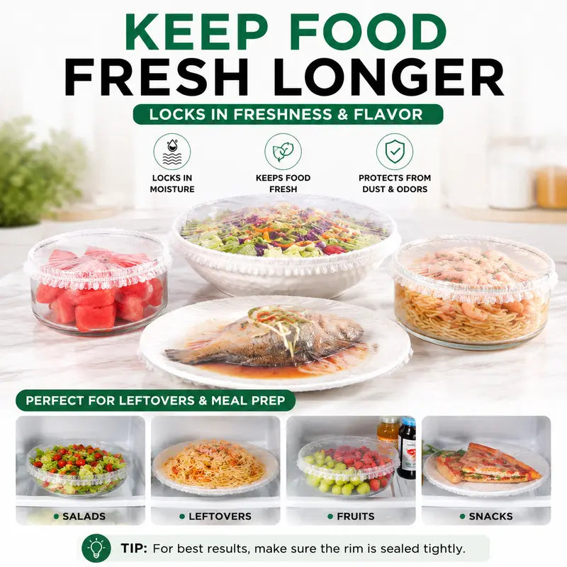upsell🍽️✨ 100PCS Stretch Bowl Covers – Elastic Bowl & Plate Covers for Easy Food Storage 🥗