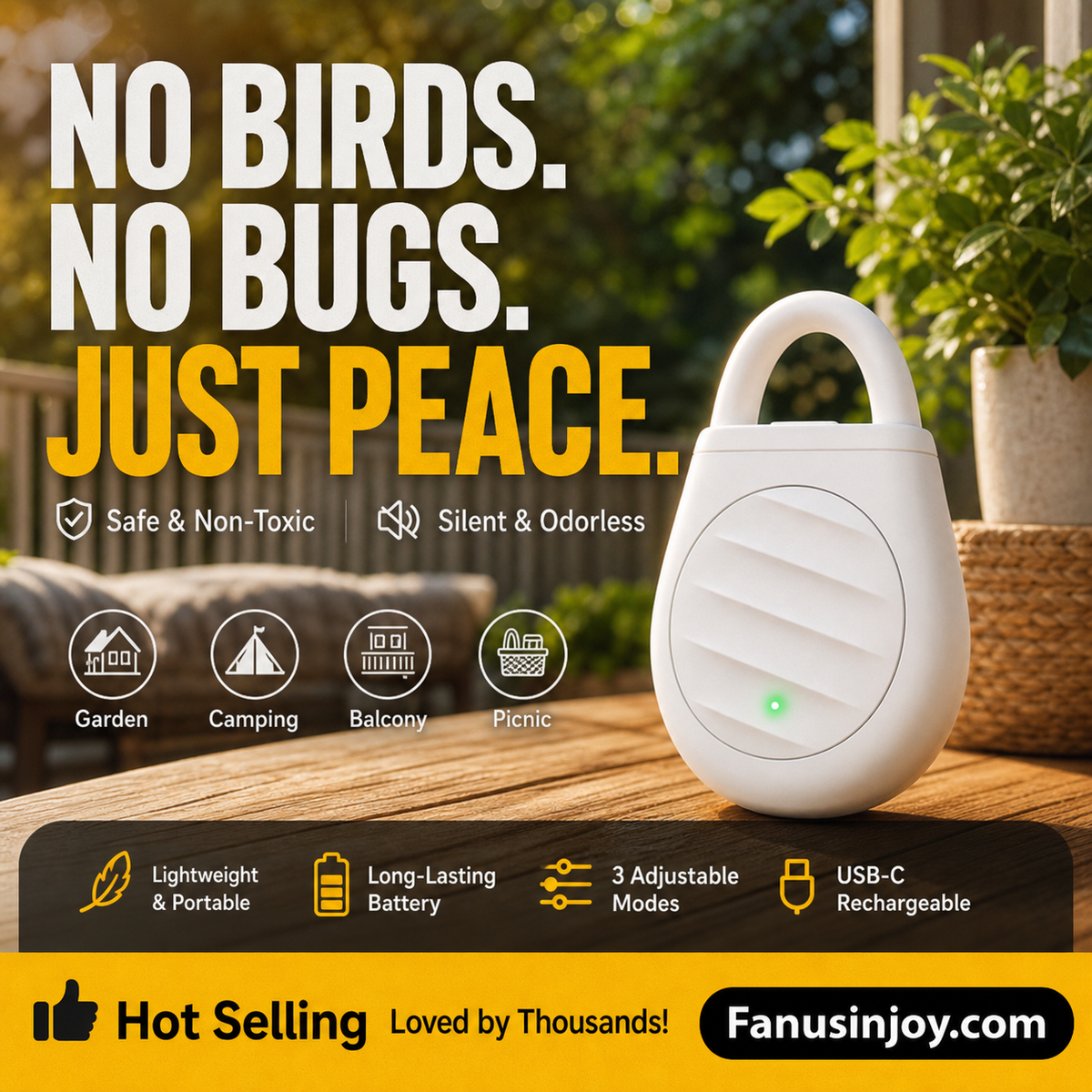 🏆 Last Day Special Price £14.99 ! 🐦Buy 2 Get 1 Free🎁No more trouble from birds, beasts and locusts！Portable Ultrasonic Bird Repellent Keychain