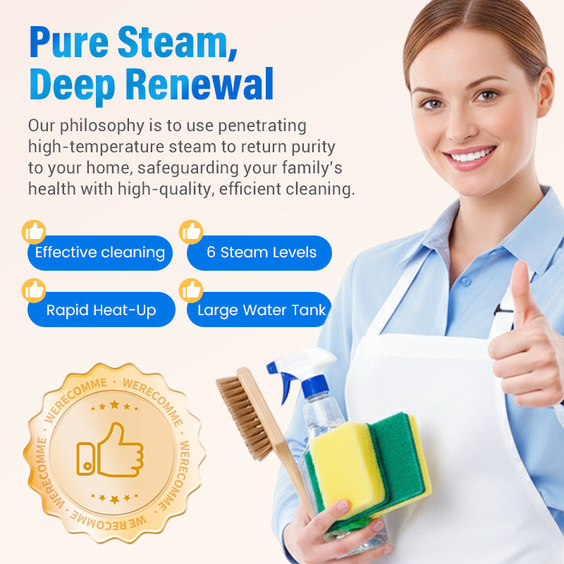 🥳2026 HOT SALE💞50K+ SOLD!📢⏰ 50% OFF! High‑Temp Steam Cleaner – 105°C steam, 15s heat‑up. Kills 99.9% germs, no chemicals. 6 levels, large 1100ml tank. Multi‑surface magic! 🔥✨