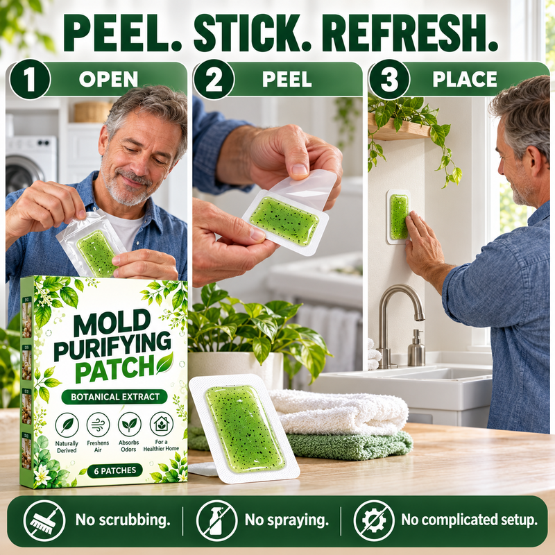 upsell🧪6Pcs Mold Purifying Patches, Botanical Mildew Remover for Bathroom, Kitchen & Damp Areas