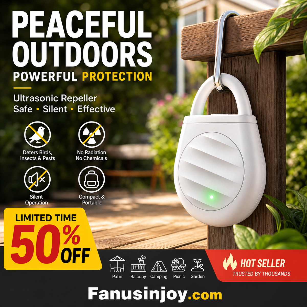 🏆 Last Day Special Price £14.99 ! 🐦Buy 2 Get 1 Free🎁No more trouble from birds, beasts and locusts！Portable Ultrasonic Bird Repellent Keychain